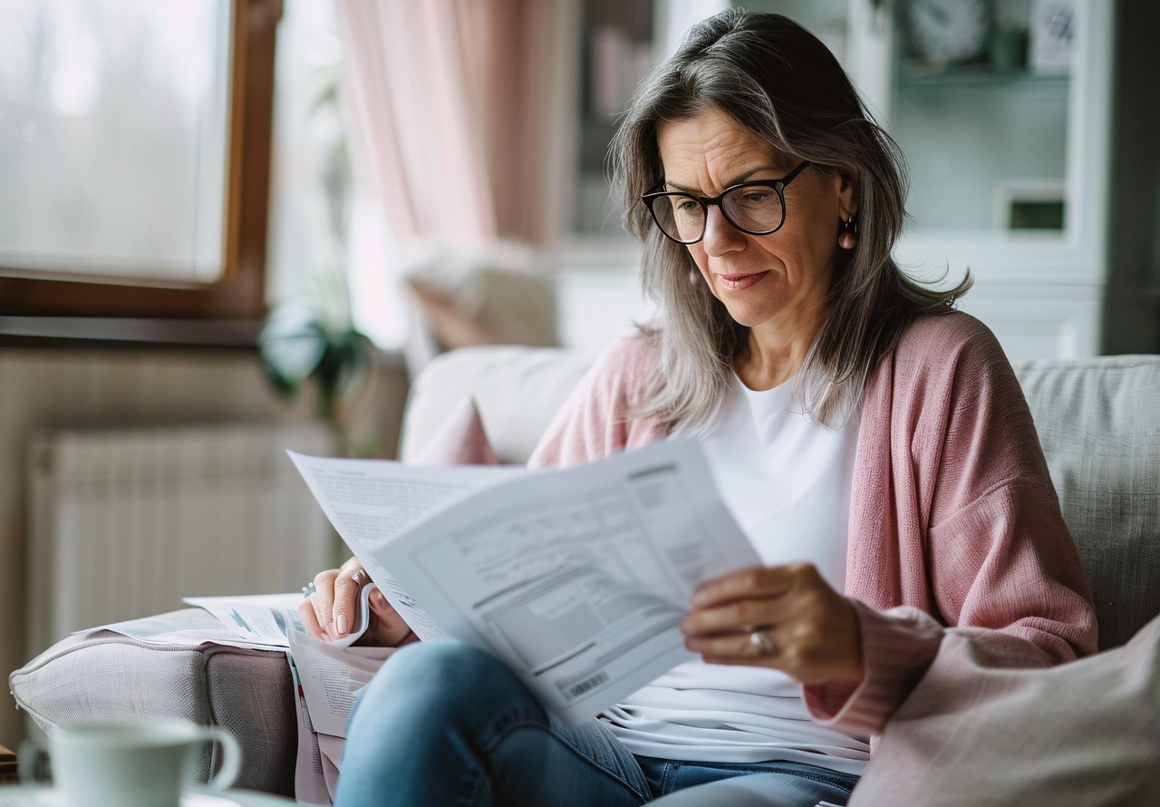 Középkorú nő olvas