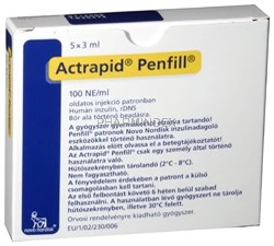 ACTRAPID Penfill 100 nemzetközi egység/ml oldatos injekció patronban