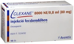 CLEXANE 8000 NE (80 mg)/0,8 ml oldatos injekció előretöltött fecskendőben