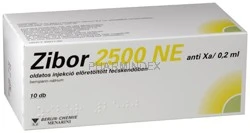 ZIBOR 2500 NE anti-Xa/0,2 ml oldatos injekció előretöltött fecskendőben