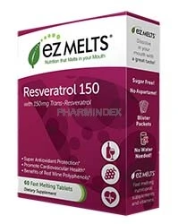 EZMELTS Resveratrol 150 tabletta Szájban oldódó trans-resveratrol tartalmú étrend-kiegészítő édesítőszerrel