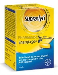 Supradyn Energia 50+ filmtabletta Multivitamin és ásványi anyag tartalmú étrend-kiegészítő ginseng-kivonattal és olívaolaj