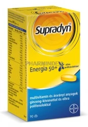 Supradyn Energia 50+ filmtabletta Multivitamin és ásványi anyag tartalmú étrend-kiegészítő ginseng-kivonattal és olívaolaj