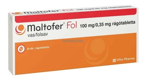 MALTOFER FOL 100 mg/0,35 mg rágótabletta